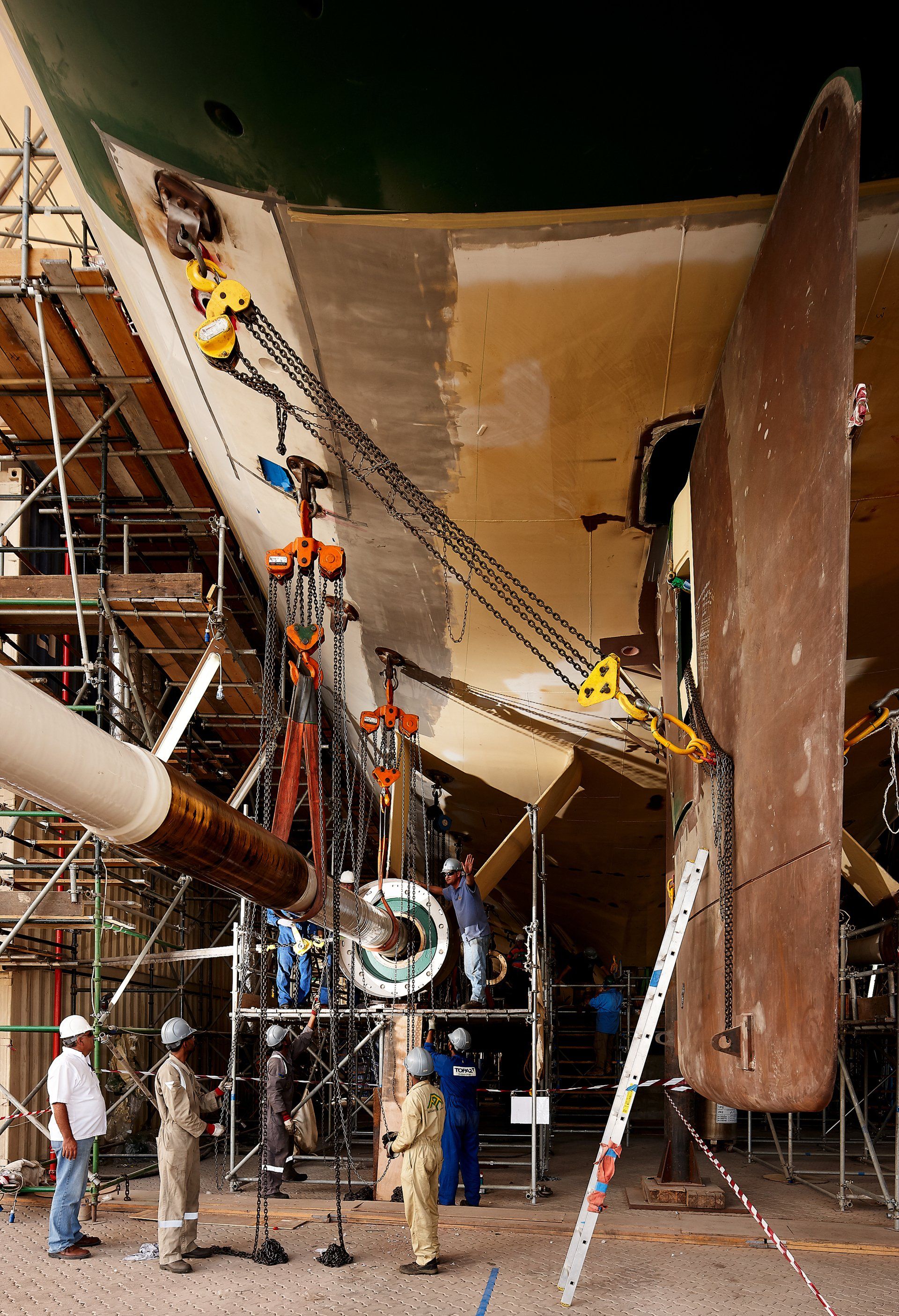 Transformation from a navy frigate to M/Y Yas in Abu Dhabi U.A.E. 2010. ©Dick Holthuis International Yacht Photographer.