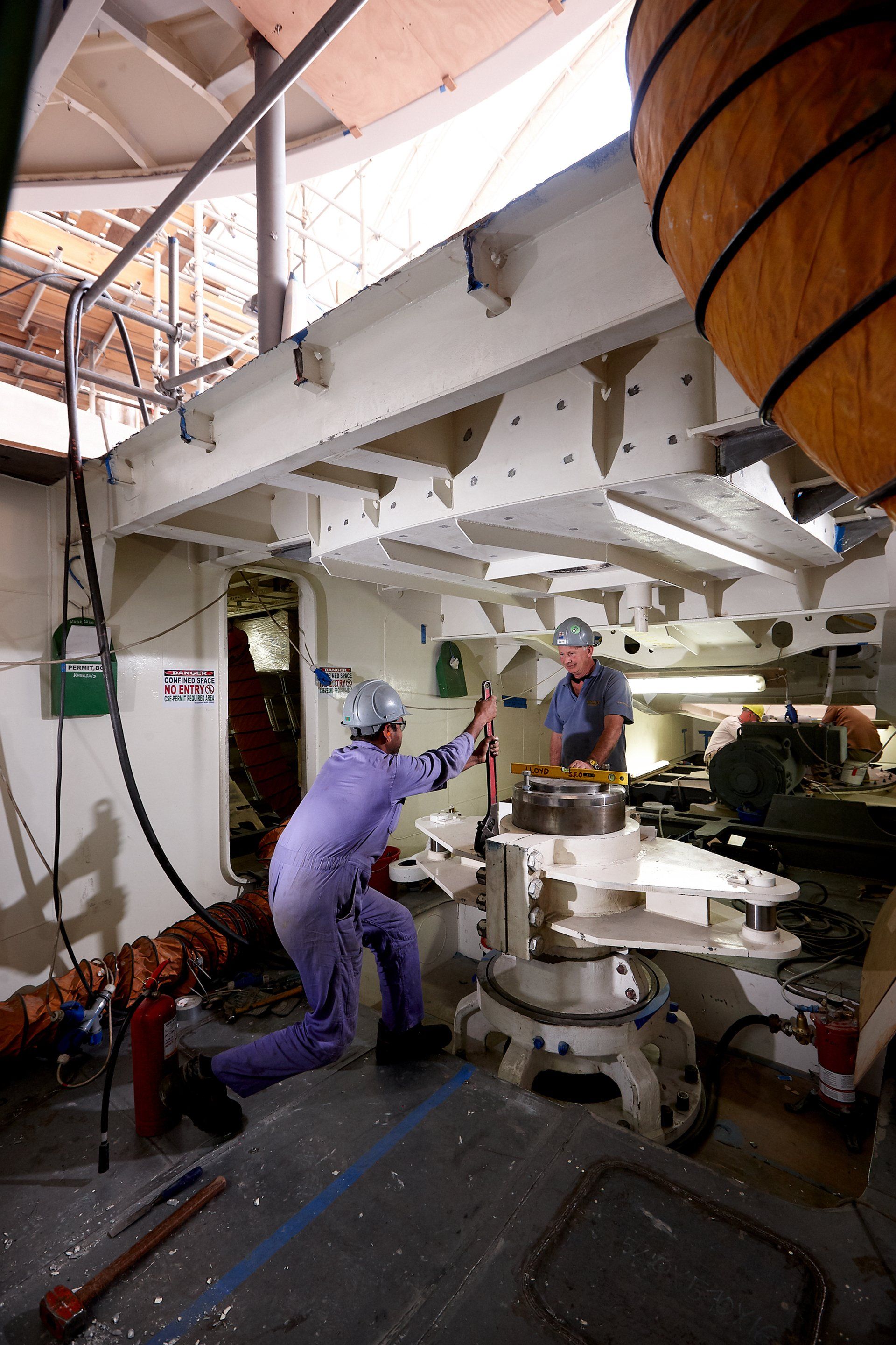 Transformation from a navy frigate to M/Y Yas in Abu Dhabi U.A.E. 2011. ©Dick Holthuis International Yacht Photographer.