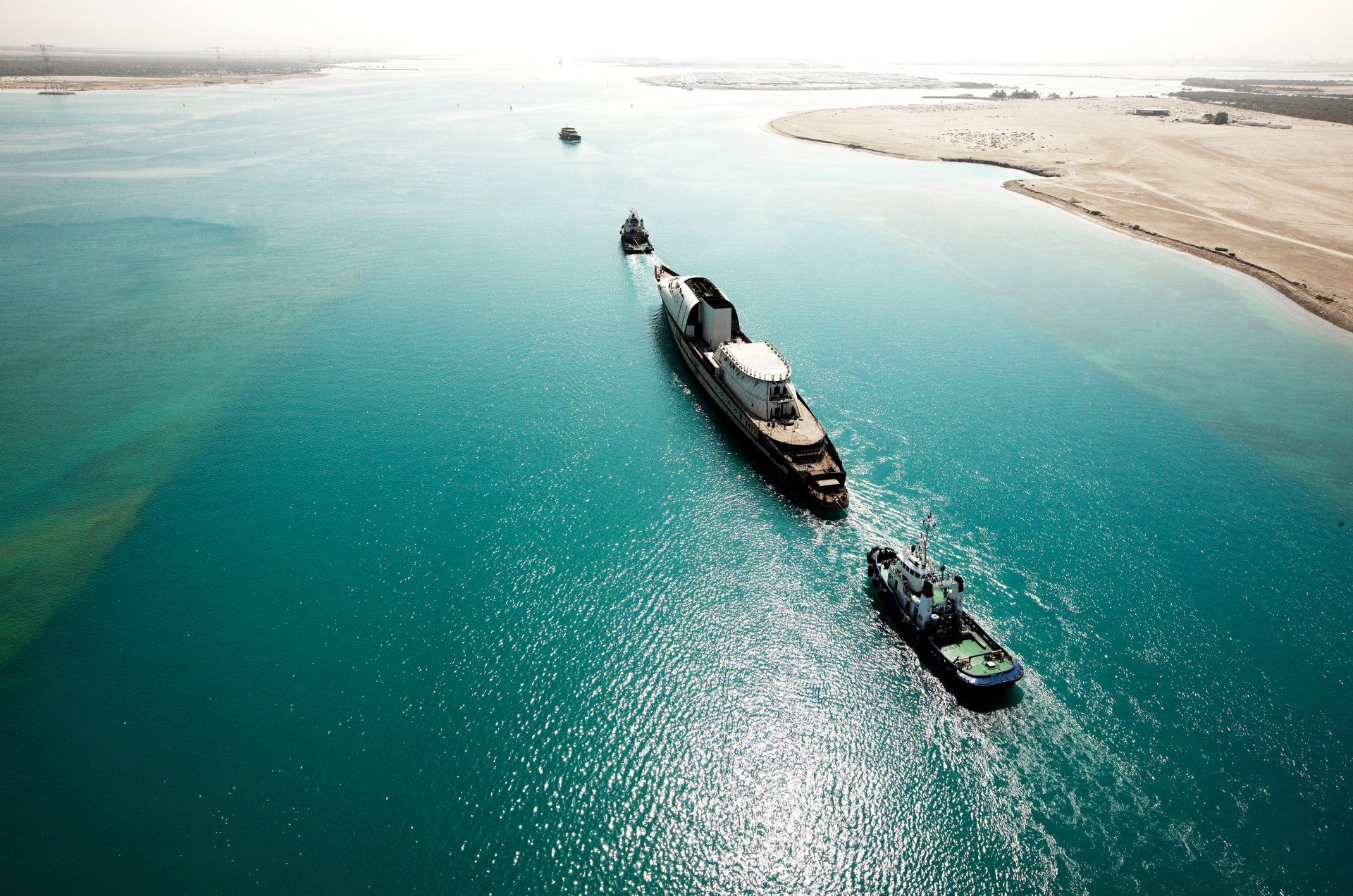Transformation from a navy frigate to M/Y Yas in Abu Dhabi U.A.E. 2009. ©Dick Holthuis International Yacht Photographer.