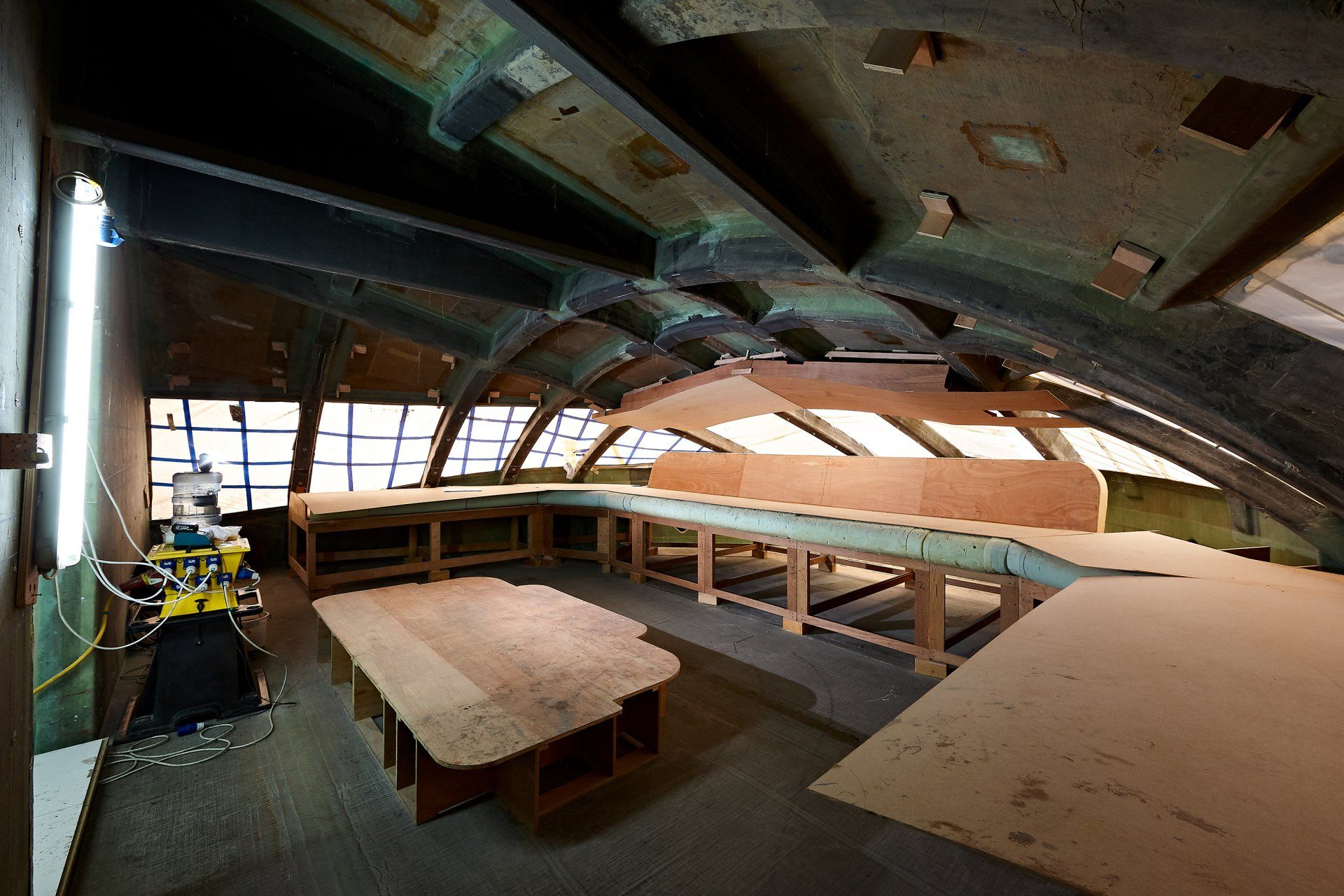 Transformation from a navy frigate to M/Y Yas in Abu Dhabi U.A.E. 2009. ©Dick Holthuis International Yacht Photographer.