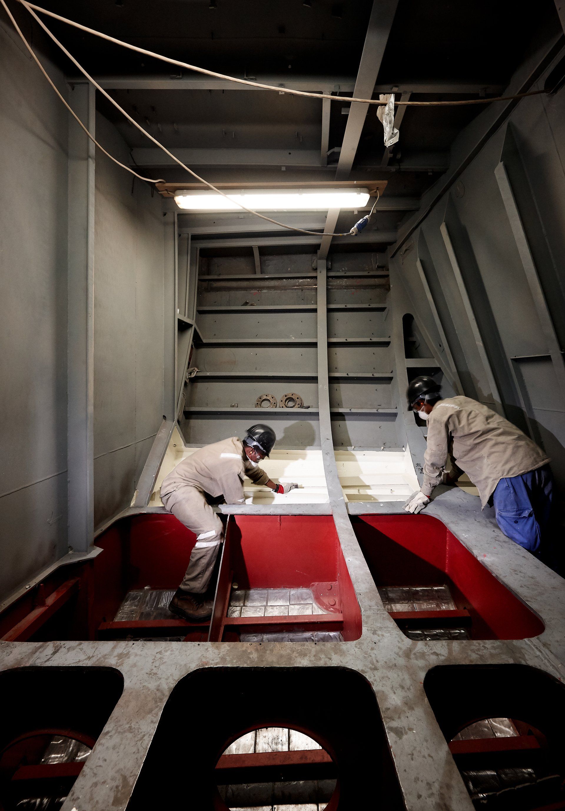 Transformation from a navy frigate to M/Y Yas in Abu Dhabi U.A.E. 2010. ©Dick Holthuis International Yacht Photographer.