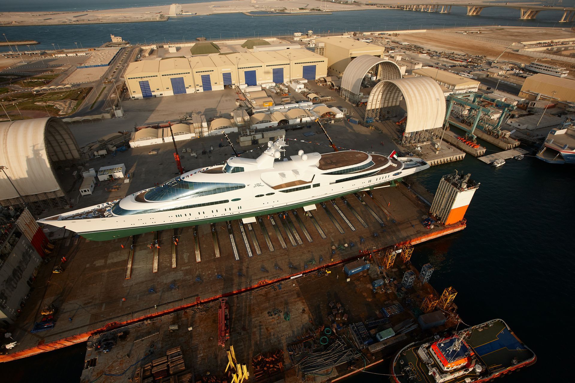 141m M/Y Yas during the launch in Abu Dhabi U.A.E. 2011. ©Dick Holthuis International Yacht Photographer.