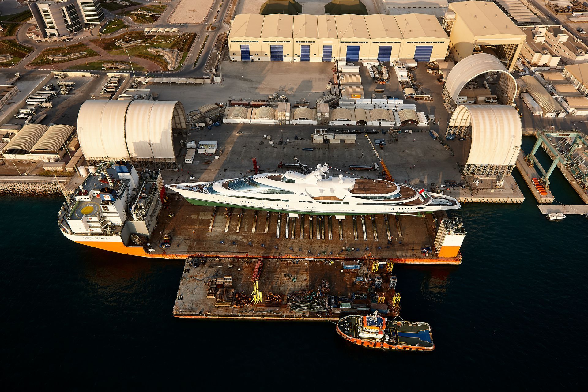 141m M/Y Yas during the launch in Abu Dhabi U.A.E. 2011. ©Dick Holthuis International Yacht Photographer.
