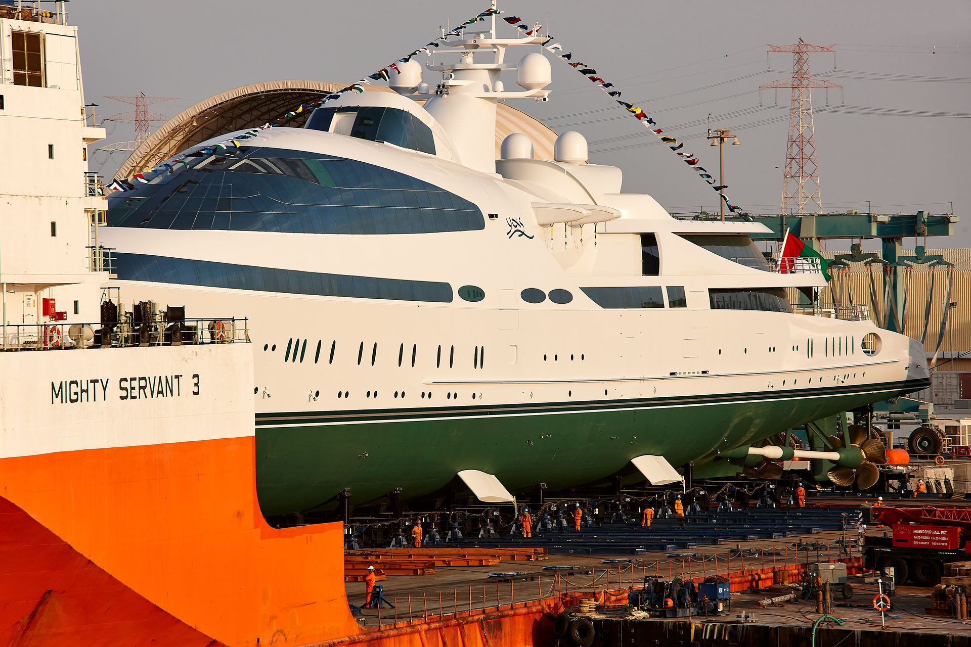 141m M/Y Yas during the launch in Abu Dhabi U.A.E. 2011. ©Dick Holthuis International Yacht Photographer.