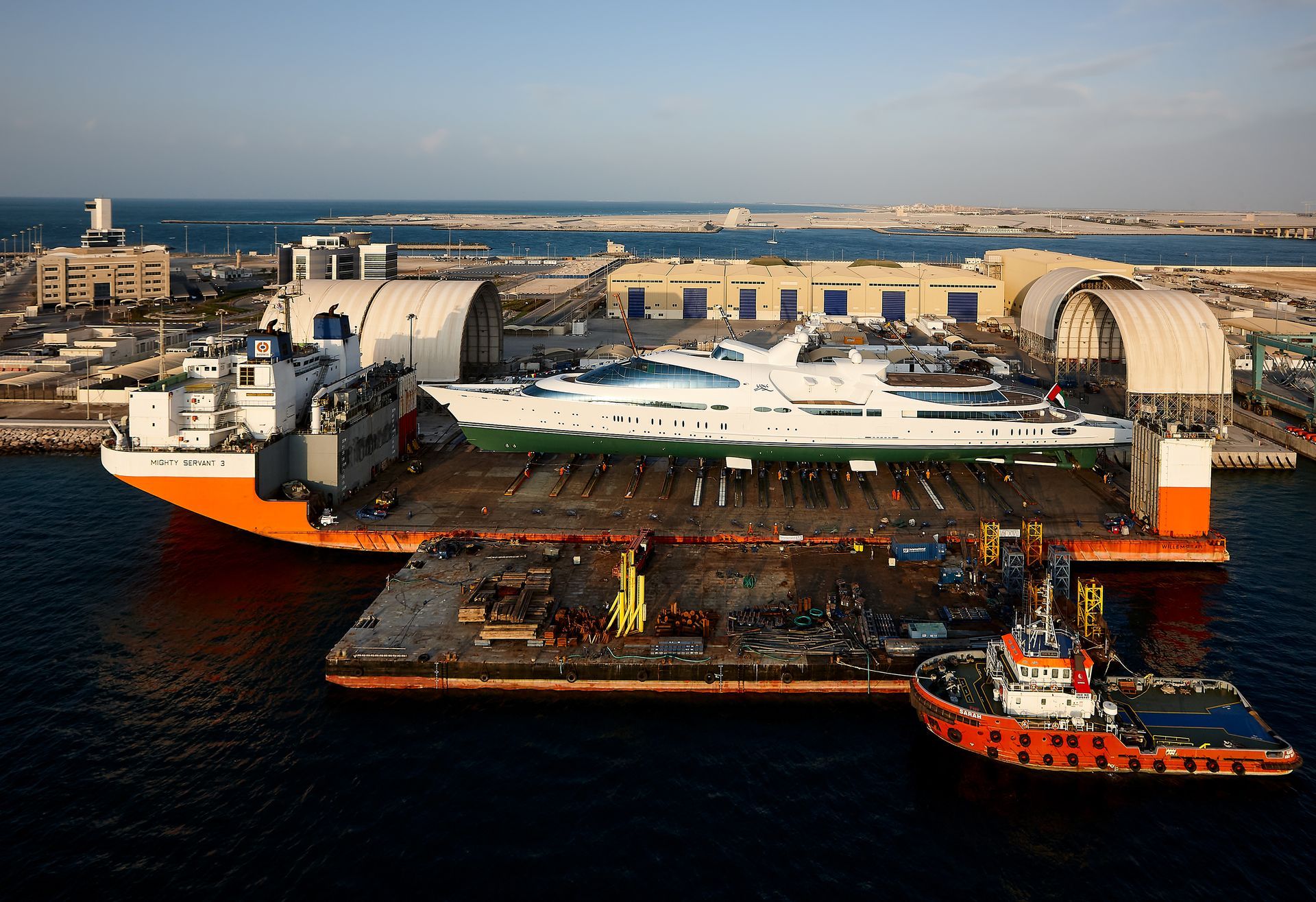 141m M/Y Yas during the launch in Abu Dhabi U.A.E. 2011. ©Dick Holthuis International Yacht Photographer.