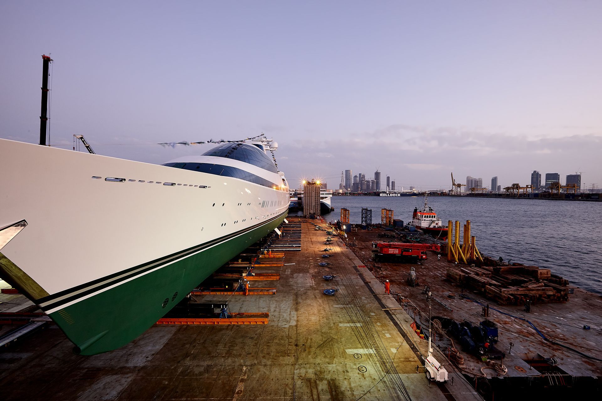 141m M/Y Yas during the launch in Abu Dhabi U.A.E. 2011. ©Dick Holthuis International Yacht Photographer.