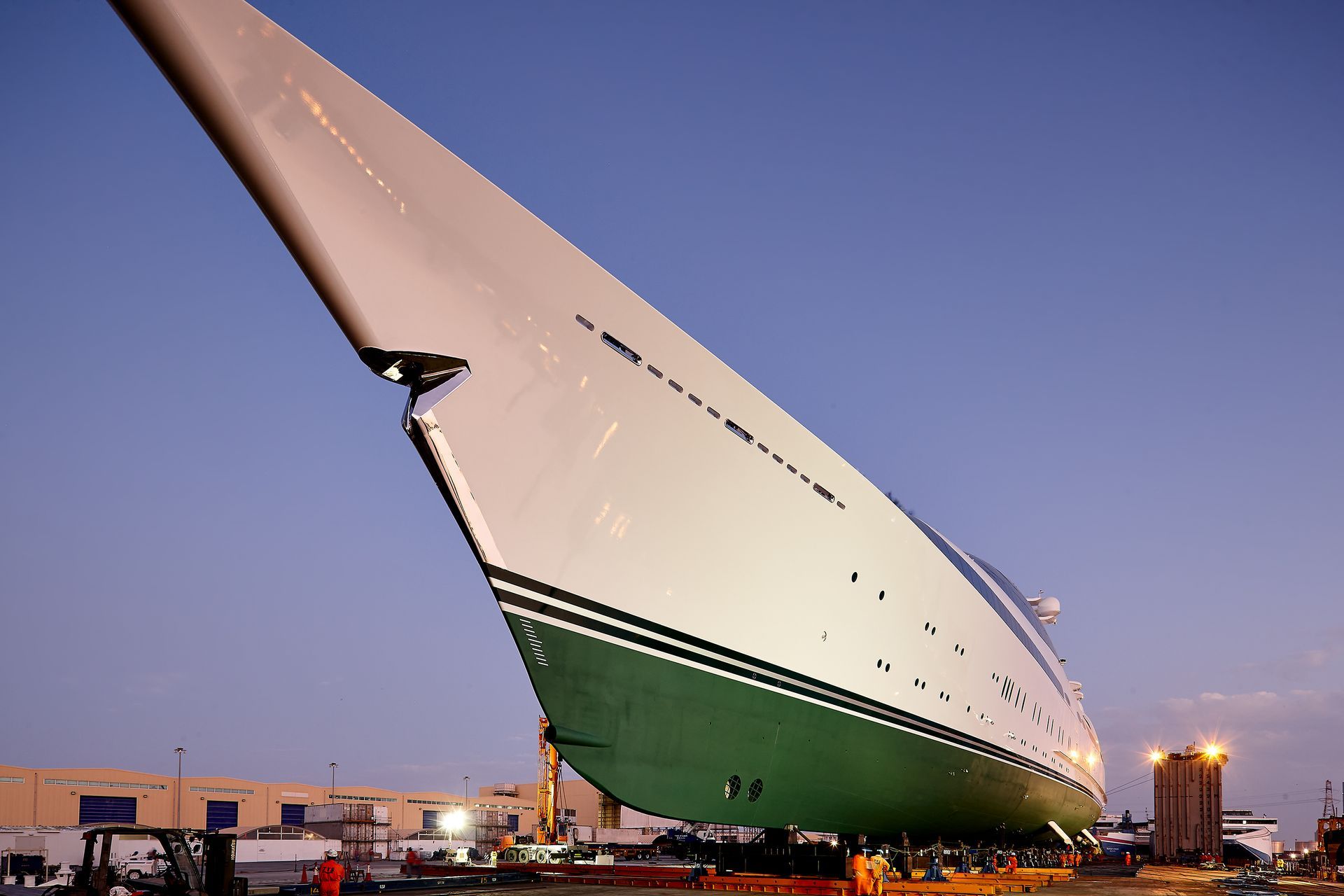 141m M/Y Yas almost ready for launch, Abu Dhabi U.A.E. 2011. Dick Holthuis International Yacht Photographer.