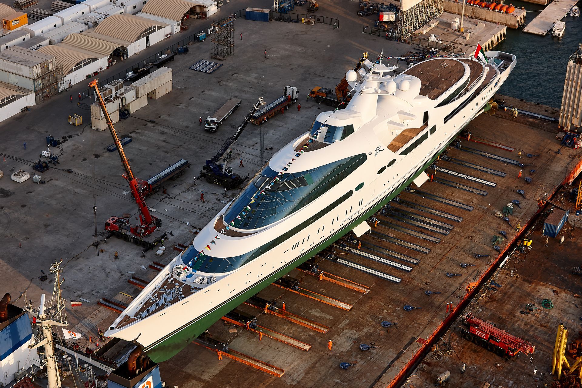 141m M/Y Yas during the launch in Abu Dhabi U.A.E. 2011. ©Dick Holthuis International Yacht Photographer.