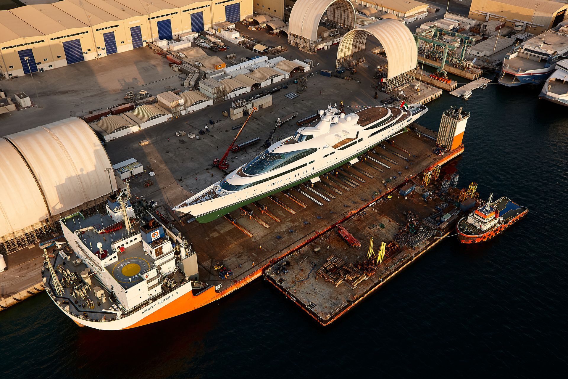 141m M/Y Yas during the launch in Abu Dhabi U.A.E. 2011. ©Dick Holthuis International Yacht Photographer.