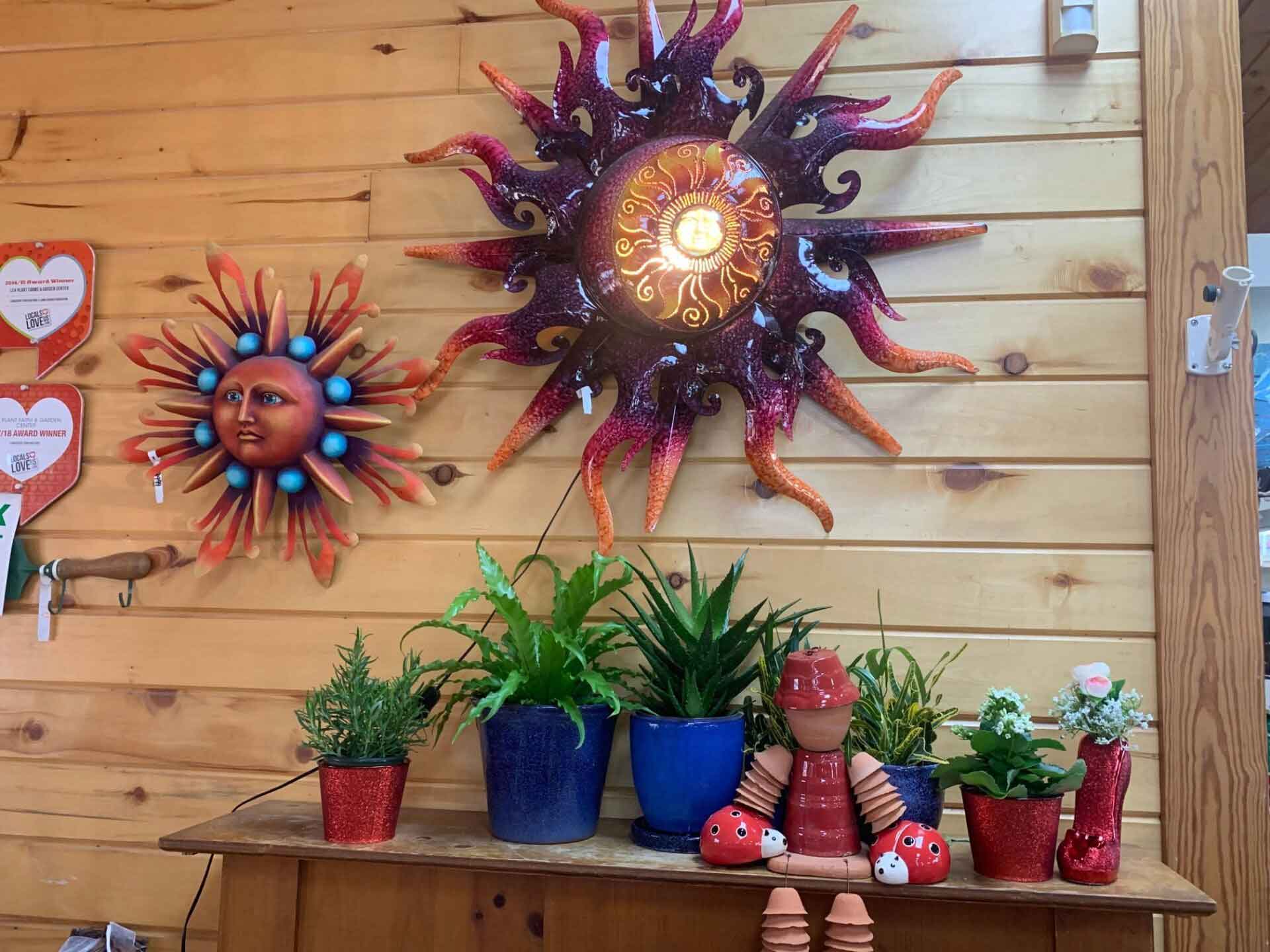 Sun Wall Art and Potted Plants — Shreveport, LA — Lex Plant Farm