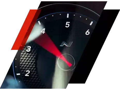 A close up of a speedometer with a red arrow pointing to the number 2 Ioniq 5 N