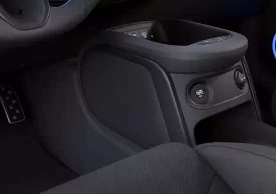 A close up of a car console with a cup holder. Ioniq 5 N