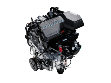 A hybrid engine is shown on a white background.
