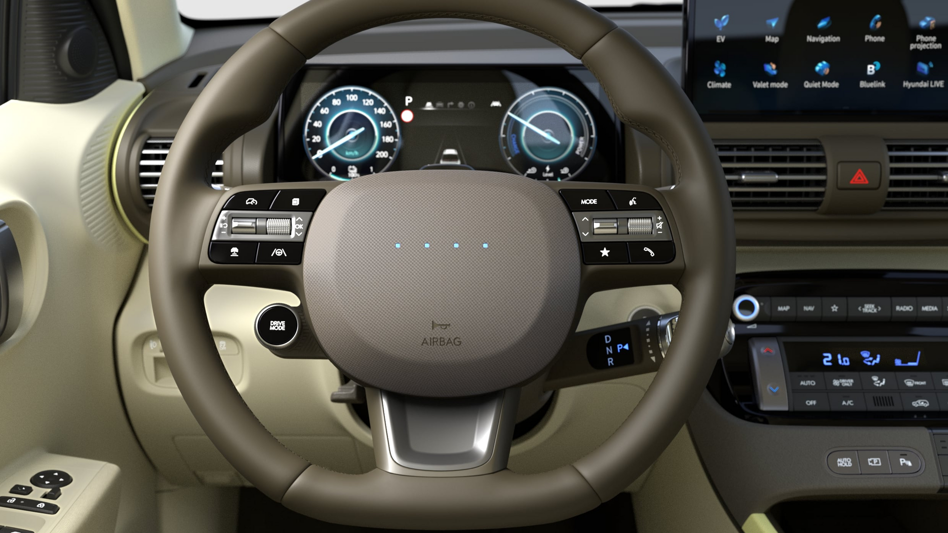 A close up of the steering wheel of a car Inster 