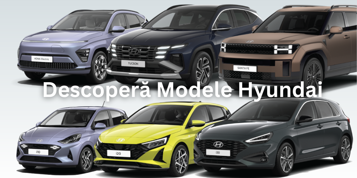 A group of hyundai cars are parked next to each other on a white background.