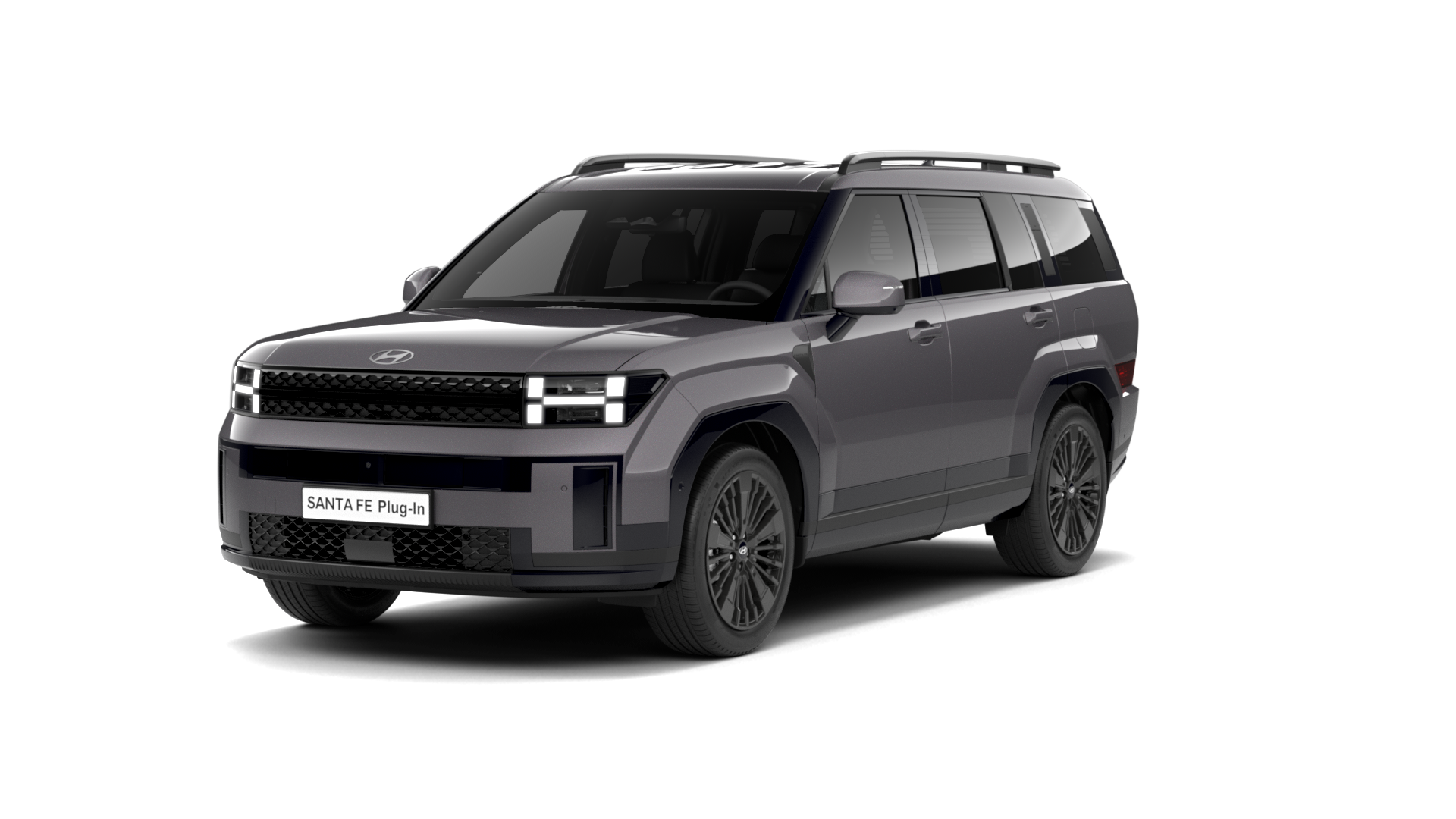 A gray suv is shown on a white background. Santa Fe 