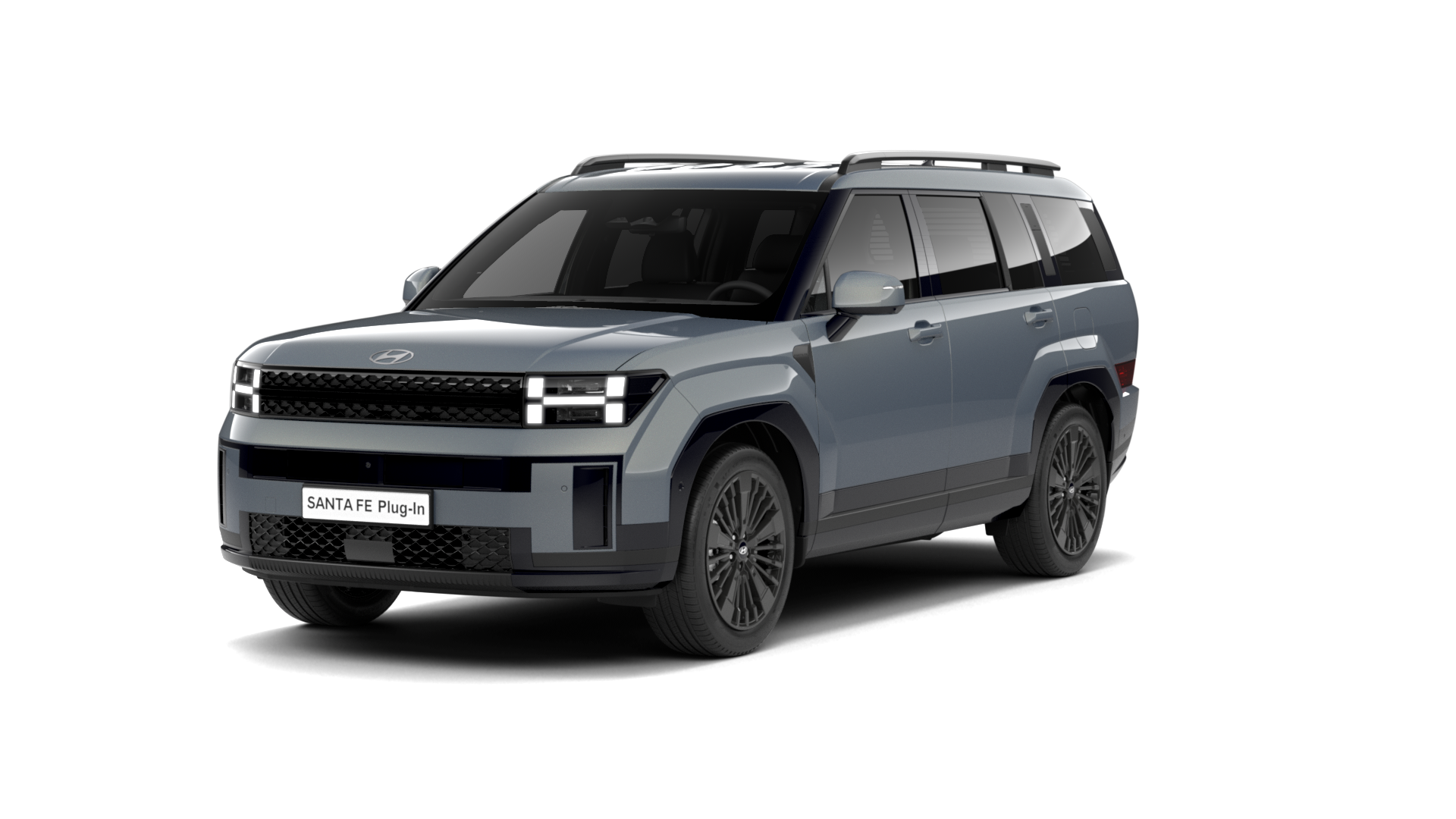 A gray suv is shown on a white background. Santa Fe 