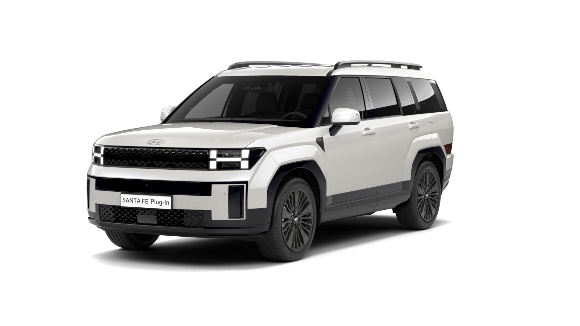 A white suv is shown on a white background. Santa Fe 