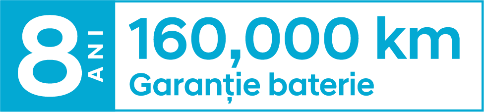A blue and white sign that says 60000 km garantie baterie
