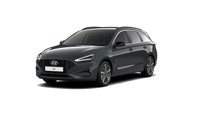 A gray hyundai i30 station wagon is shown on a white background.