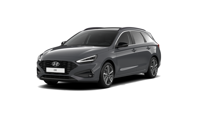 A gray hyundai i30 station wagon is shown on a white background.