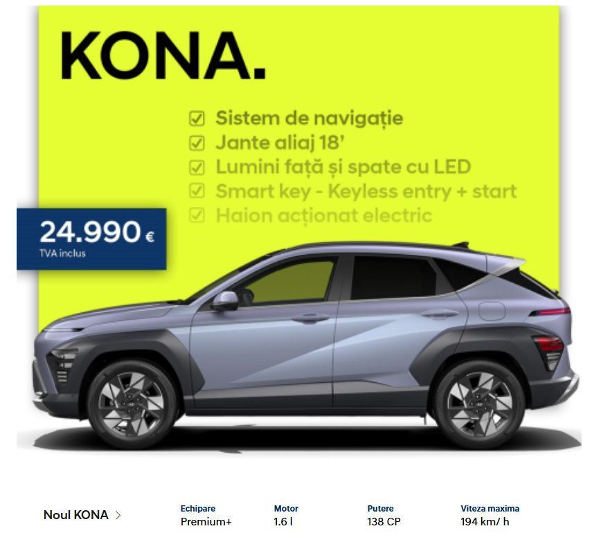 A picture of a car with the word kona on it