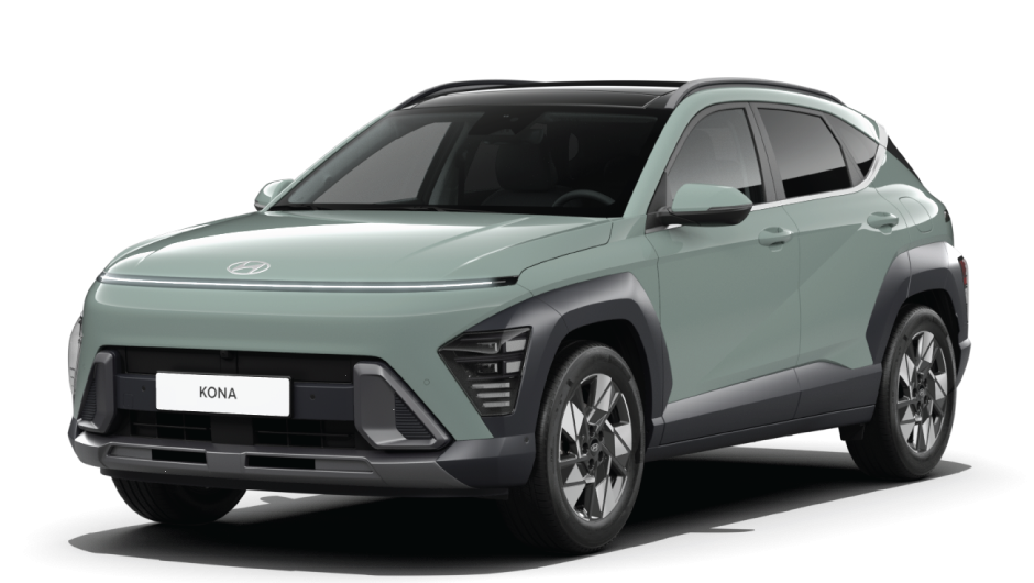A green car with a black roof is on a white background.