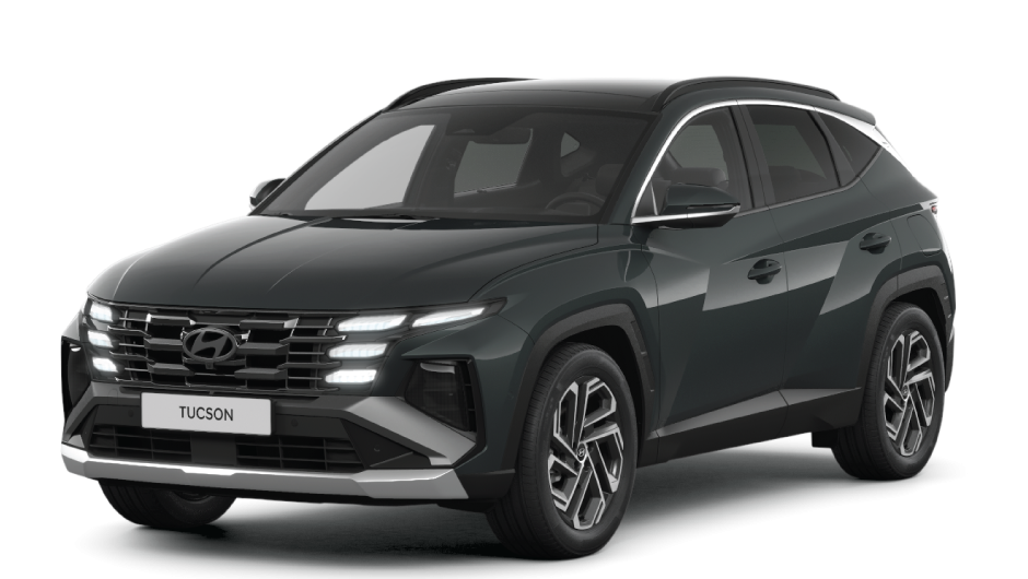 A red hyundai tucson is shown on a white background.