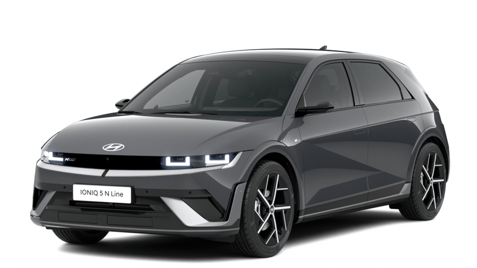 A gray hyundai ioniq 5 is shown on a white background.