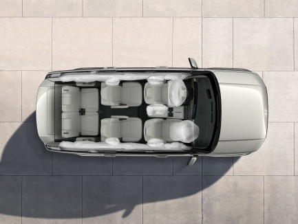 An aerial view of a car with airbags on the seats. Santa Fe