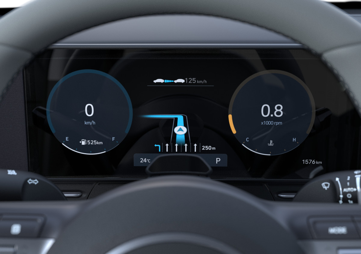 A close up of a car dashboard with the number 0.8 on it Kona