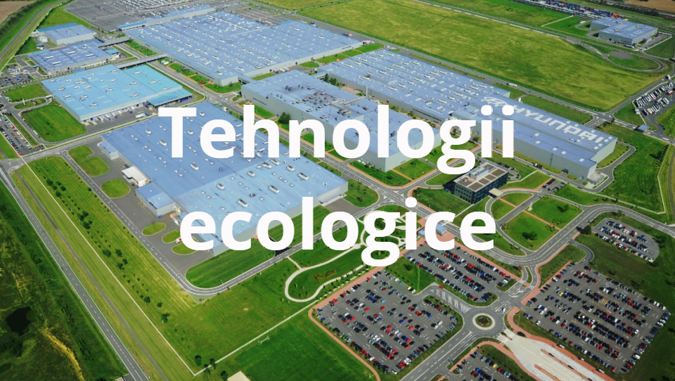 An aerial view of a large industrial area with the words tehnologii ecologice written on it.