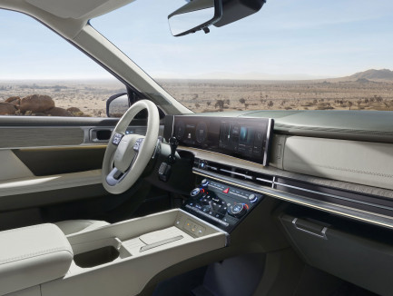 The interior of a car with a desert in the background Santa Fe