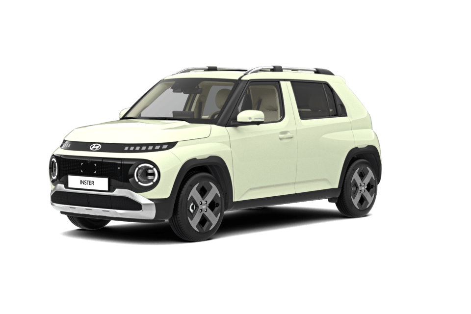 A white car is sitting on a white background. Inster