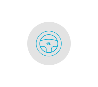 A blue steering wheel icon in a circle on a white background.
