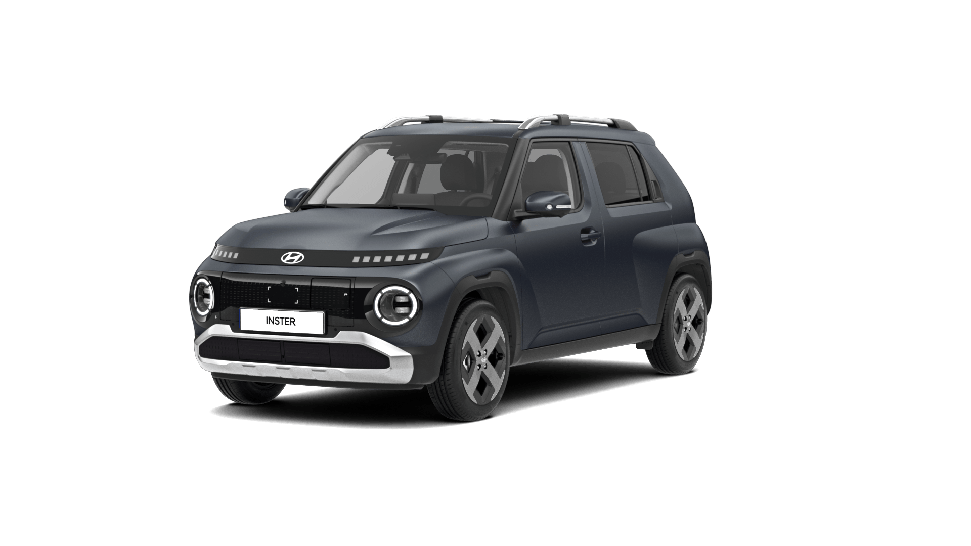 A black suv is shown on a white background. Inster