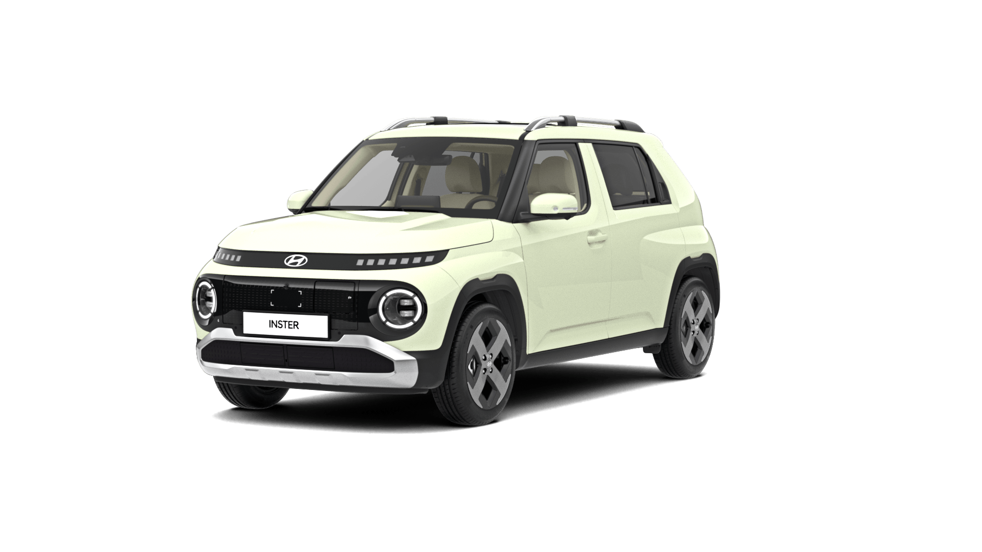 A white car is on a white background. Inster 