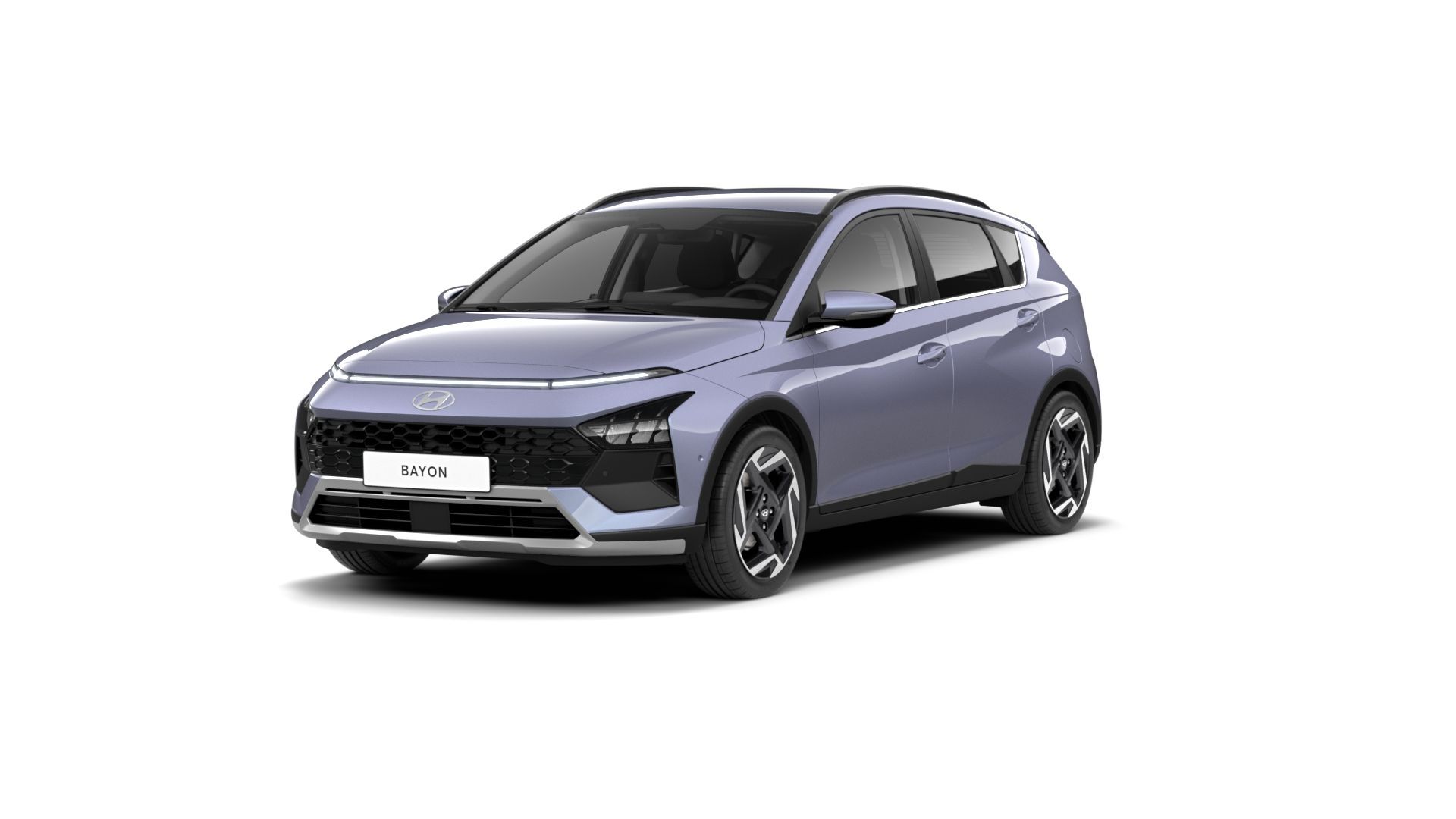 A purple hyundai bayon is shown on a white background.