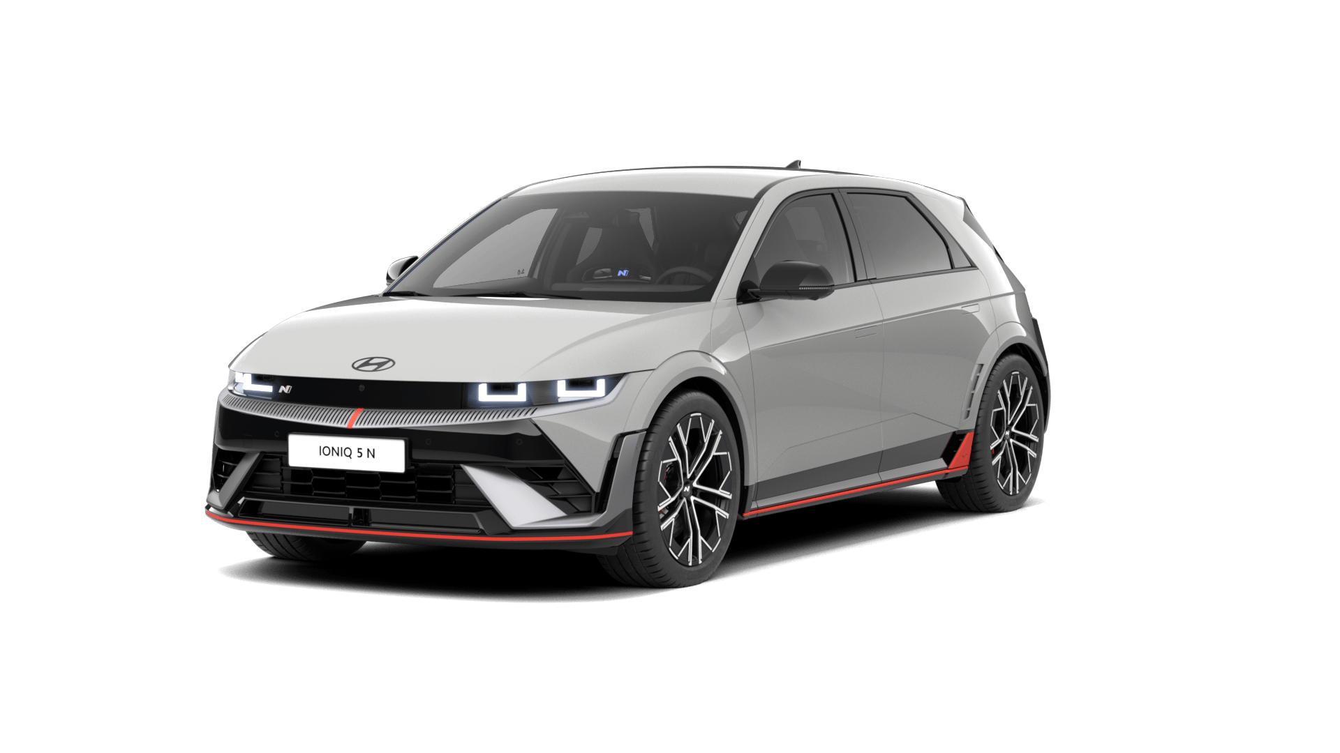 A white car is on a white background. Ioniq 5 N