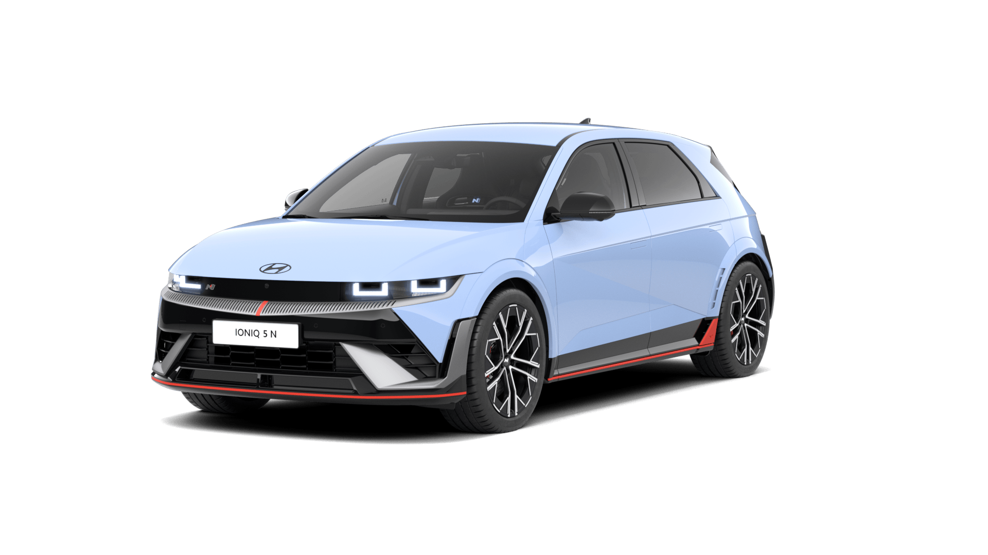 A blue hyundai ioniq 5 is shown on a white background.