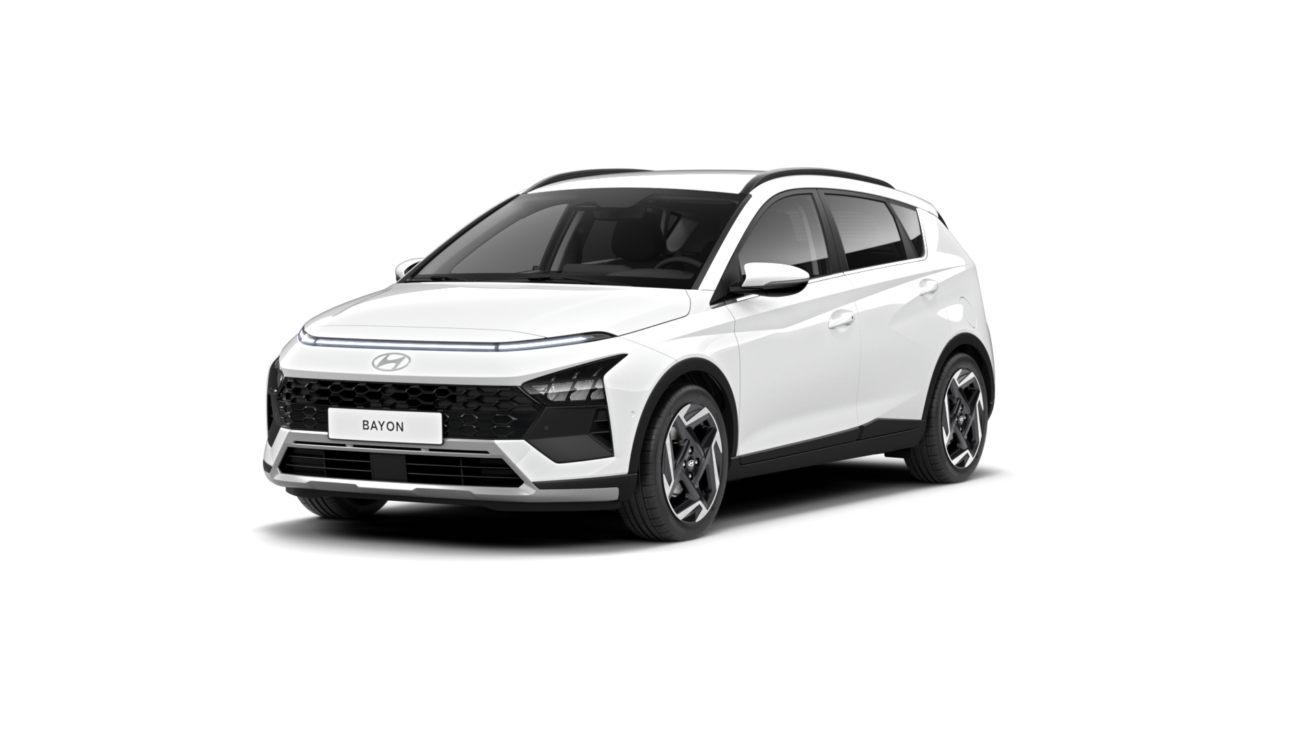 A white car is sitting on a white background.