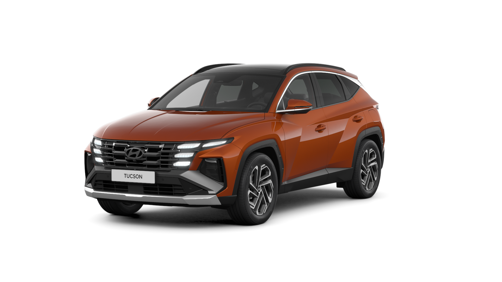 A red hyundai tucson is shown on a white background.
