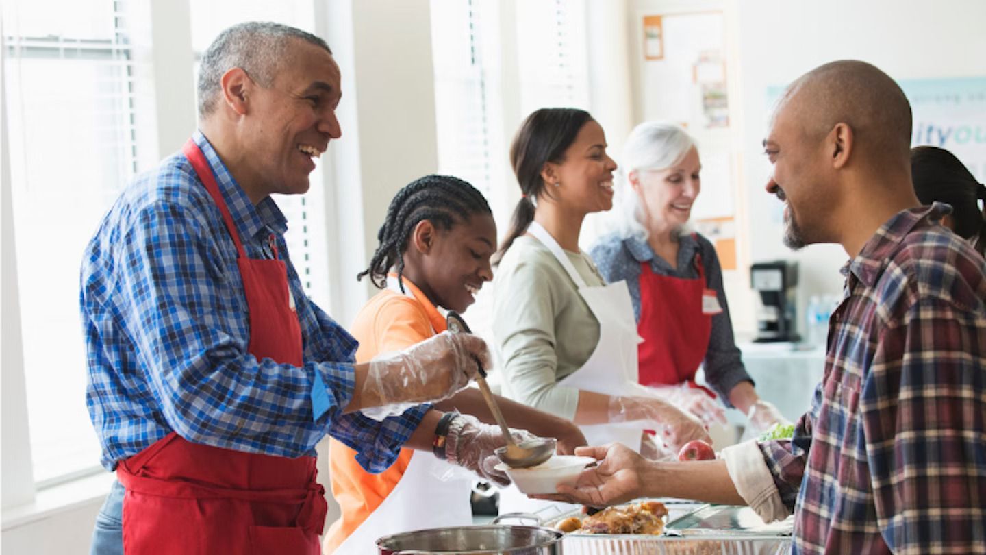 What role do shelters and soup kitchens play during the holidays?