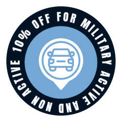 A sticker that says 100 % off for military and non active