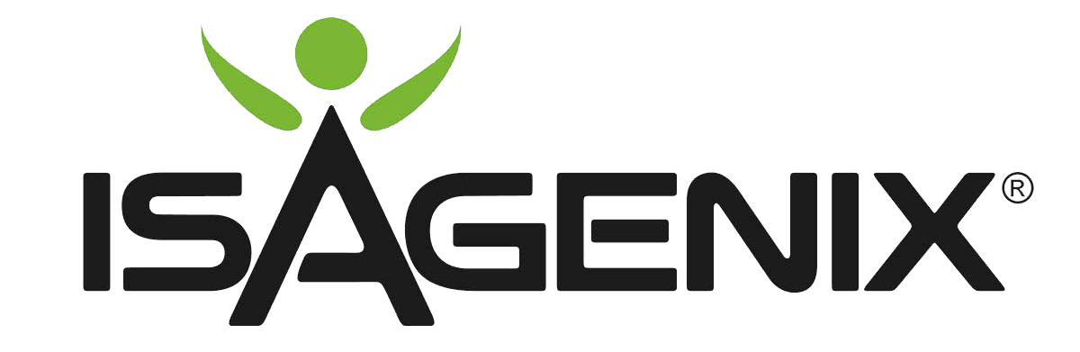A black and green logo for a company called isagenix