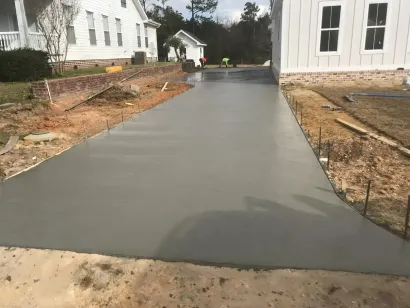 fresh cement driveway paved parking