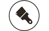 Paintbrush icon in a white circle.