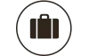 Suitcase icon in a circle.