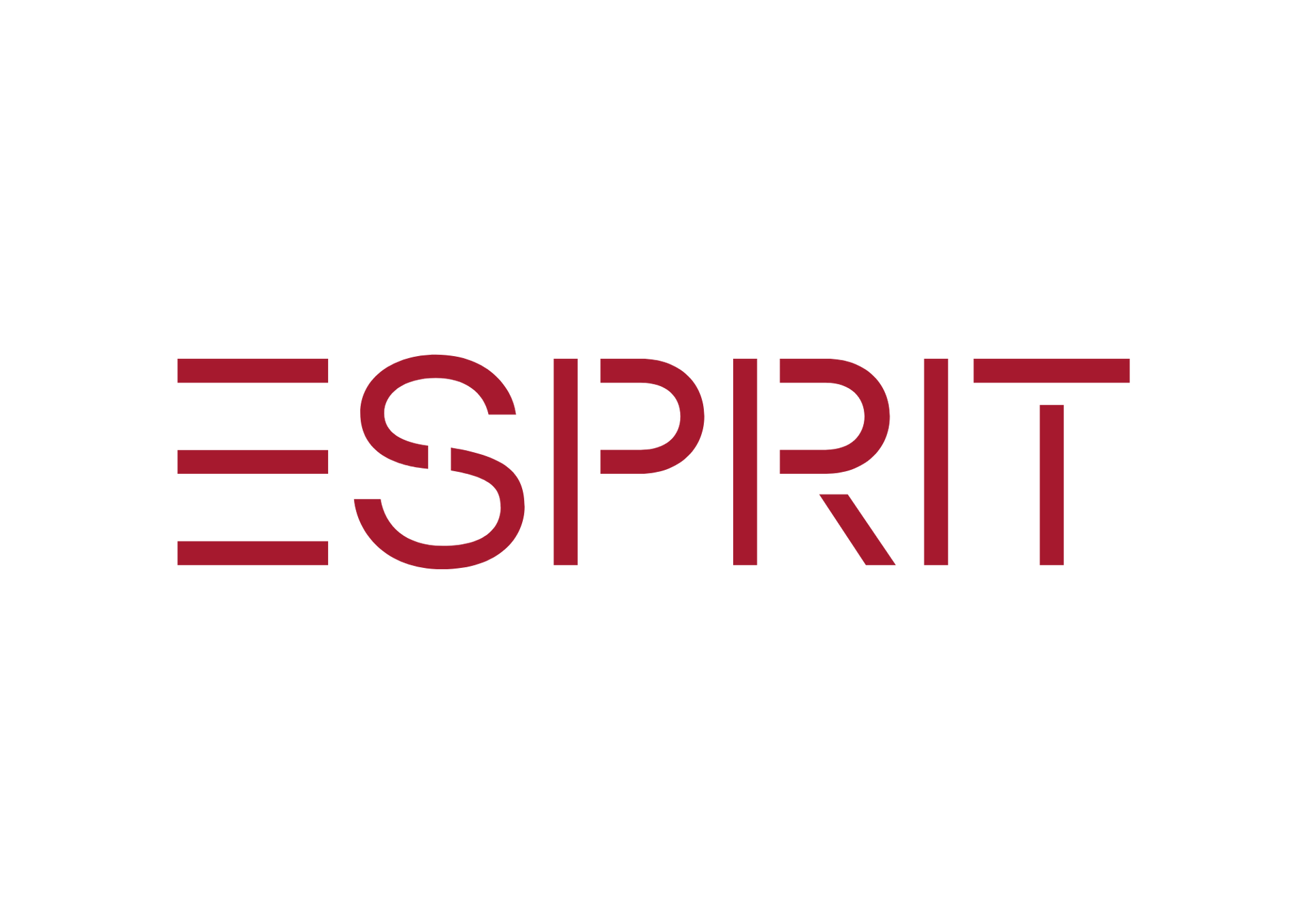 Ein rotes Esprit-Logo auf weißem Hintergrund