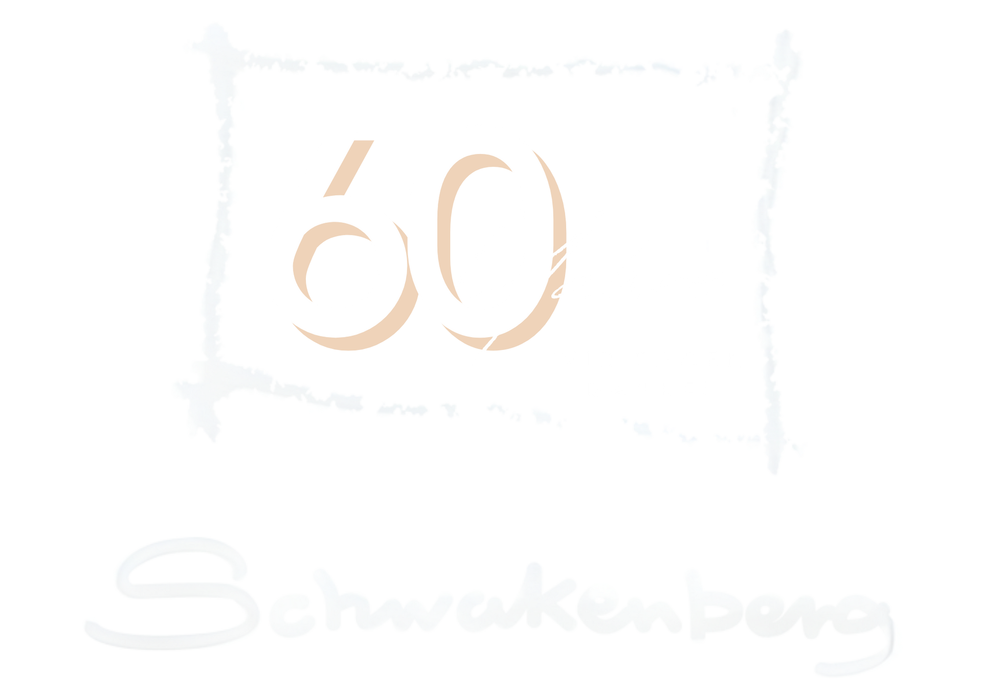 Eine Zeichnung der Zahl 60 auf weißem Hintergrund